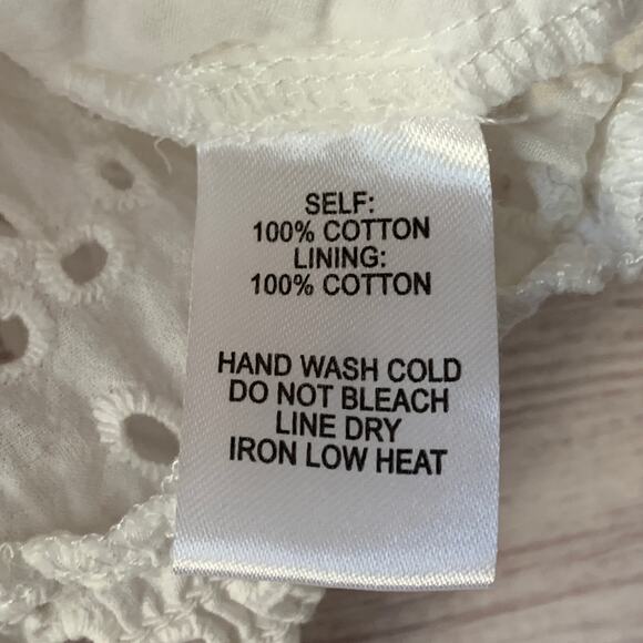 Lulus Sweet Sunshine White Eyelet Lace Crop Top Puff Sleeves Tie String Size S - Picture 9 of 11